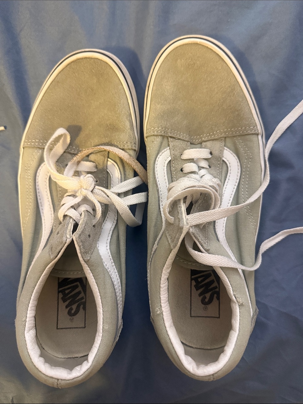 Vans Old Skool Low-Top Sneakers in Sage Green and White